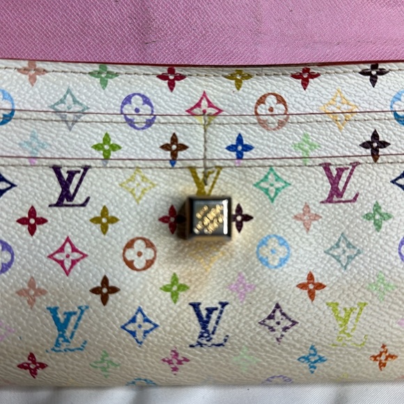 Louis Vuitton TAKASHI MURAKAMI Monogram Multicolor Sarah Noeud Wallet White - Picture 13 of 17